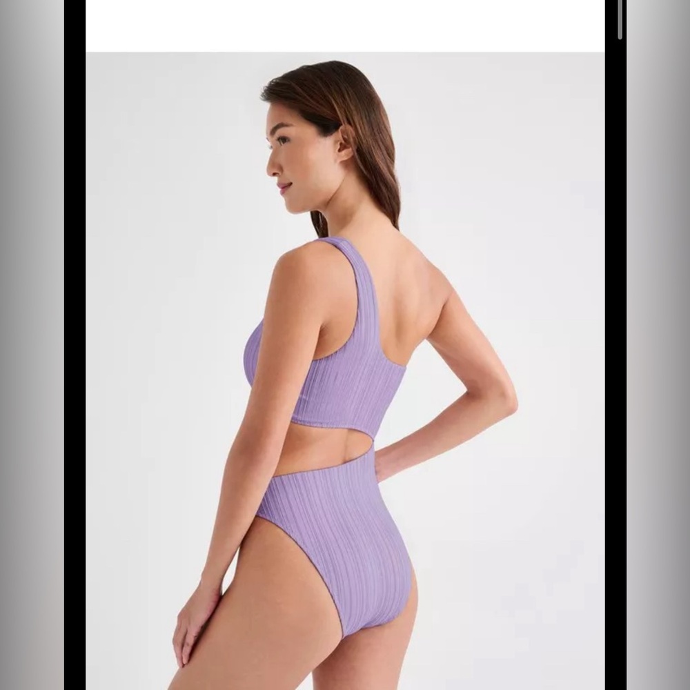 Asymmetrical One Piece Swimsuit - Lavender Sky / Size S